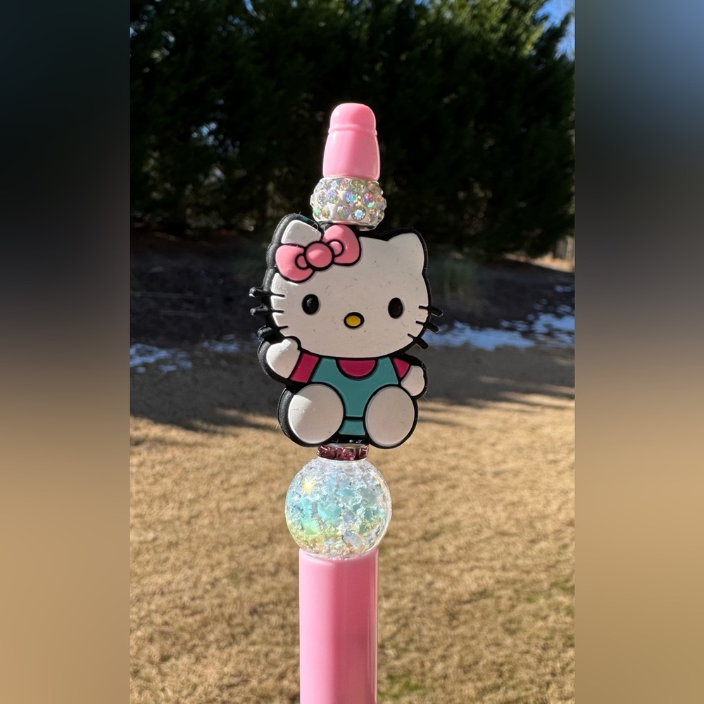 Hello Kitty Sanrio Handcrafted Beaded & Rhinestone Stationary Writing Pen Gift